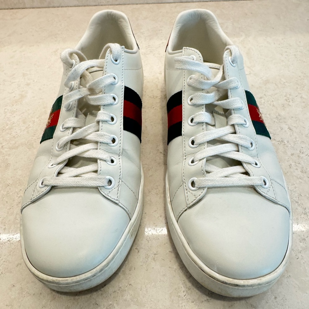 White Sneakers with Red and Green Stripes